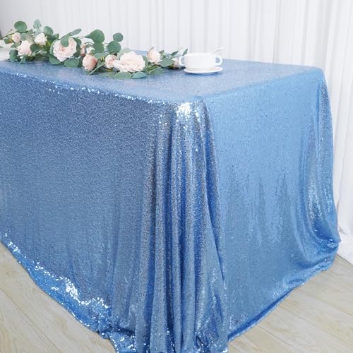 Sequin Tablecloth 50x72 Inch Baby Blue for Wedding Party