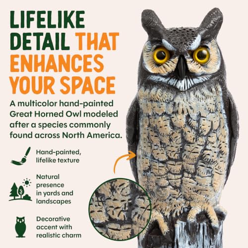 Lifelike Great Horned Owl Decoy Bird Repellent
