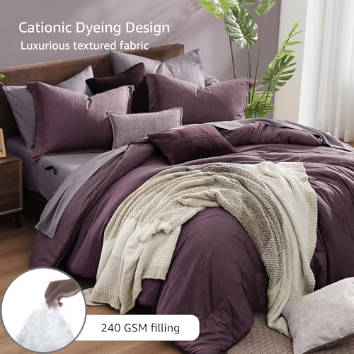 Full Size Comforter Set 7 Pieces Italian Plum Bed in a Bag