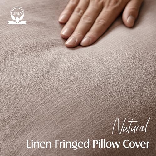 Decorative Linen Fringe Throw Pillow Covers 18×18 Dusty Pink (2 Count)