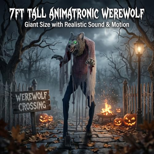 7FT Animated Halloween Werewolf Decoration (7ft Werewolf)