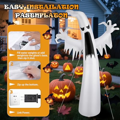 Halloween Inflatable Ghost Decoration (12FT Giant White Ghost)