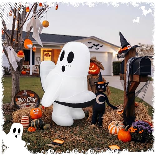 5 FT Halloween Inflatable Ghost Outdoor Decoration with LED (Cute)