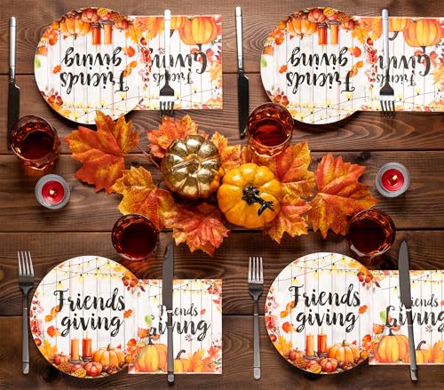 150Pcs Friendsgiving Plates Napkins Fall Paper Plates Napkin Party Supplies (150 Count)