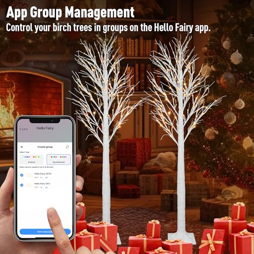 Smart Lighted Birch Twig Tree with Fairy Lights