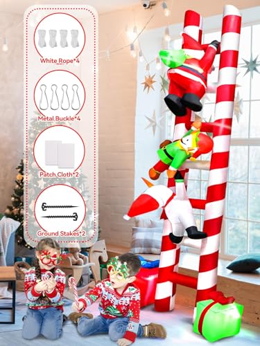 10 FT Santa Climbing Ladder Inflatable Outdoor Decoration