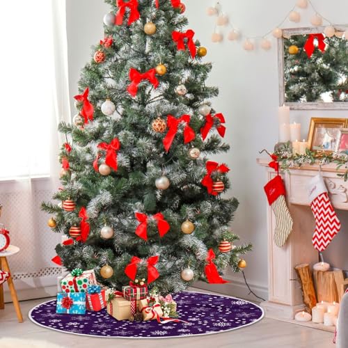 Christmas Purple Snowflakes Tree Skirt