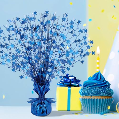 18 Pcs Table Centerpiece for Party Blue Star Table Decoration Metallic Foil Spray Centerpiece for Birthday 4th of July 250th Anniversary Party Decorations