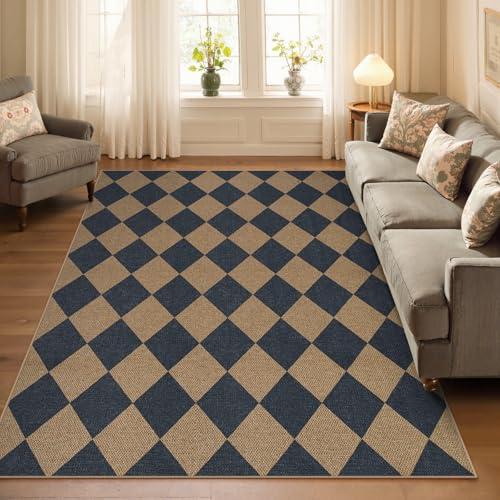 Checkered Easy Jute 5x7 Outdoor Patio Rug