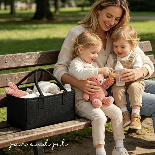 Premium Vegan Leather Baby Diaper Caddy Organizer