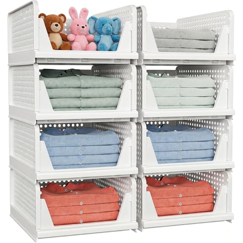 8 Pack Stackable Closet Storage Basket (25 Count)