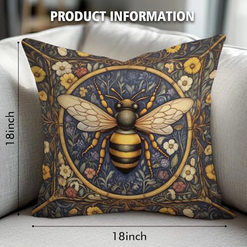William Morris Abstract Vintage Floral Bee Design Velvet Throw Pillow Covers Home Decor