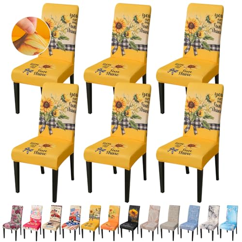 Sunflower Chair Covers for Dining Room Set of 6 (6 Count)