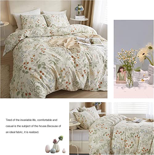 Garden Floral King Comforter Set Chic Flower Leaves Print