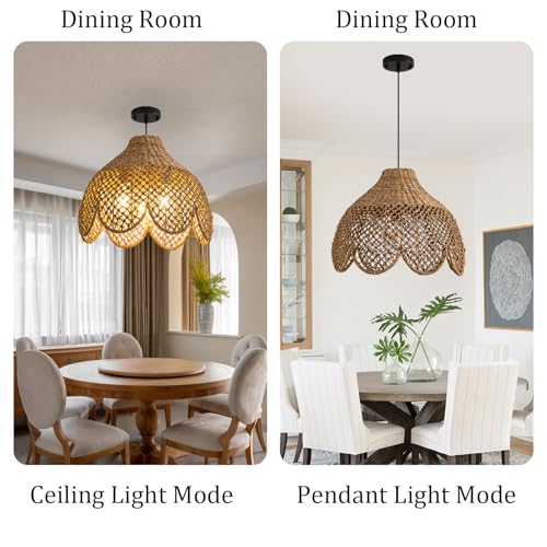 18" Rattan Pendant Light