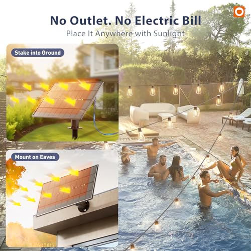 150FT(144+6) Solar String Lights Outdoor with Remote, Long-Lasting (144 Foot)