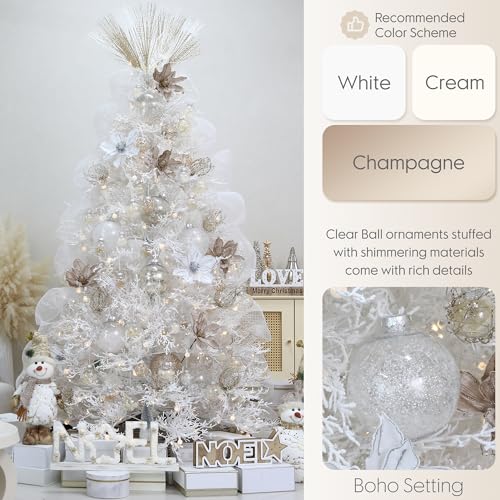 Shatterproof Clear Plastic Christmas Ball Ornaments Decorative Xmas Balls Baubles Set with Stuffed Delicate Decorations (16 Count)