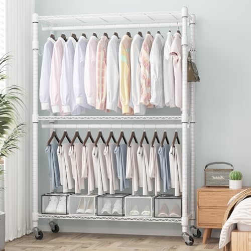 3 Tier Heavy Duty Garment Rack with Wheels