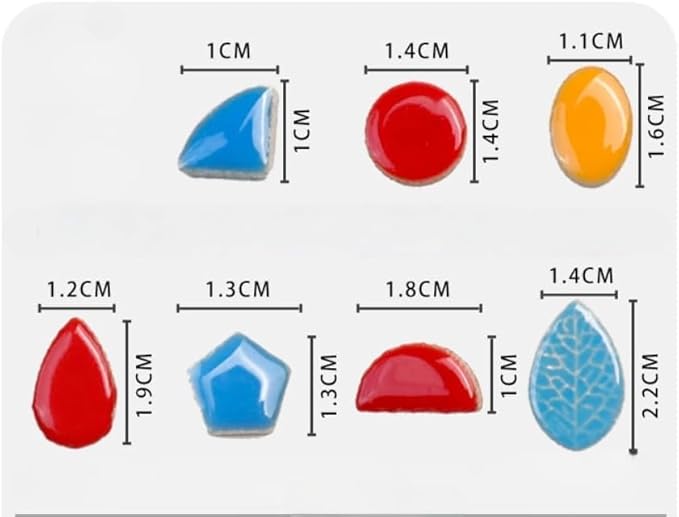 500g/1.1lb Random Color Irregular Ceramics Mosaic Tiles,DIY Making Creative Ceramic Mosaic Tiles for DIY Craft Plates Flowerpots Vases Cups Mosaic Making Supplies (7 Shapes Mixed Color)