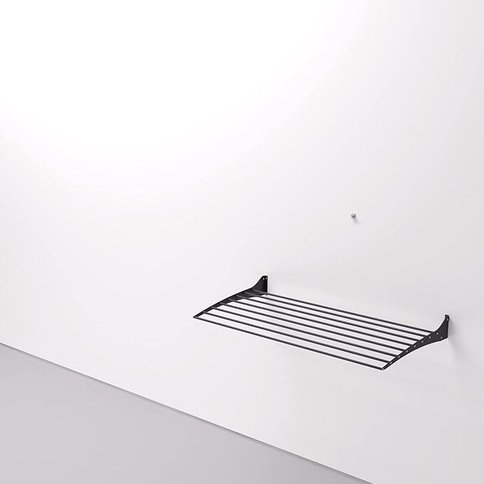 foxydry Fold, Wall Drying Rack, Vertical Drying Rack for Indoor and Outdoor Aluminium and Steel (Black - Closing Up, 116 cm / 45.67 in)