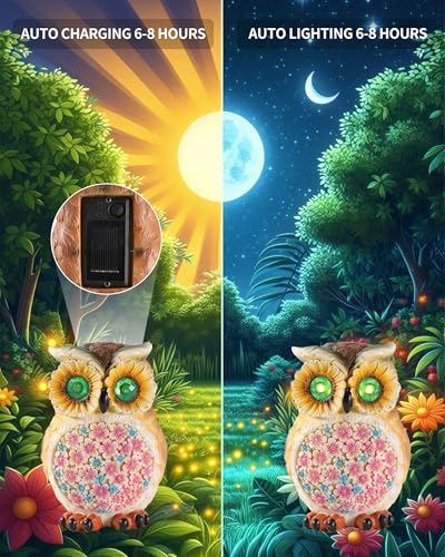 Hand Painted Resin Owl Figurine with Glow
