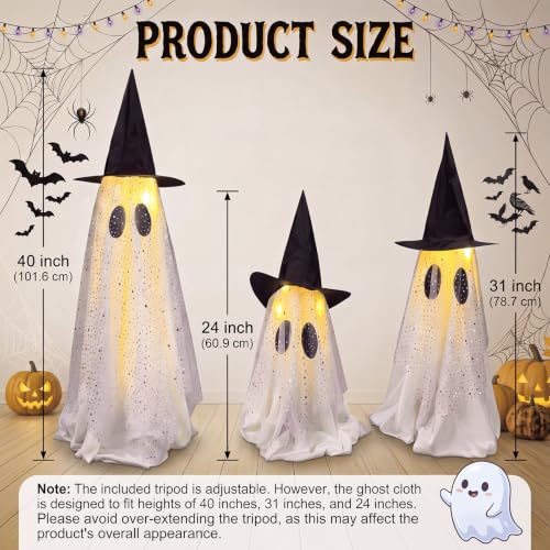 3 Pcs Halloween Decorations Outdoor Light up Ghost with Lights