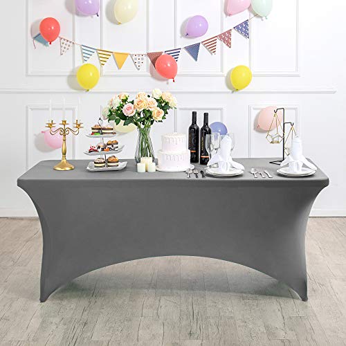 2Pack Spandex Table Cover for 4FT or 6ft or 9ft Table Universal Fitted Stretch Tablecloth for Party (2 Count)