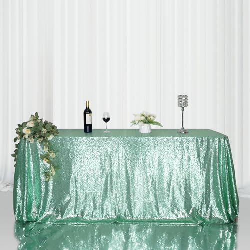 Sequin Tablecloth 60x120 Inch Green for Wedding Party