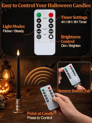 24 Pcs Halloween Black LED Flameless Candles with Remote (24 Count)
