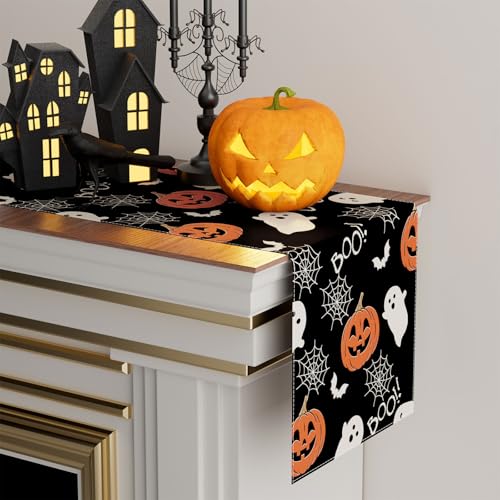 Halloween Ghost Pumpkin Table Runner for Table Decoration 13x36 Inch
