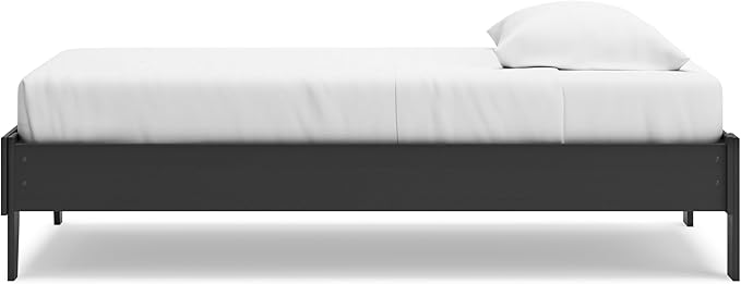 Signature Design by Ashley Socalle Casual Twin Platform Bed with Metal Slats, No Box Spring Needed, Black