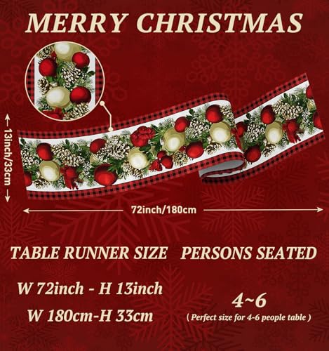 Table Runner for Christmas Decorations with Red and Black Buffalo