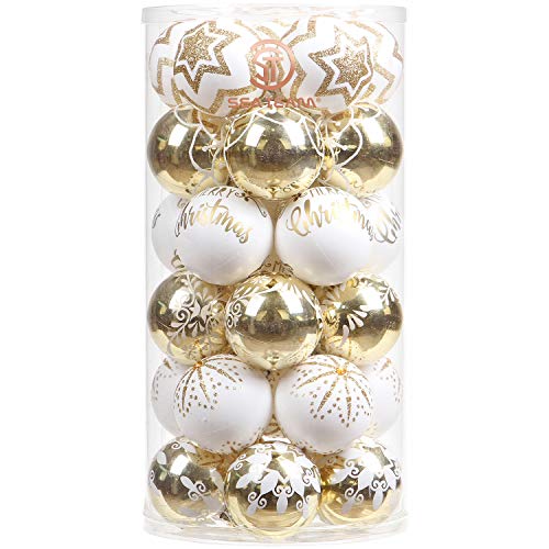 30 Pack Glitter Print Contrast Color Christmas Ball Ornaments (30 Count)
