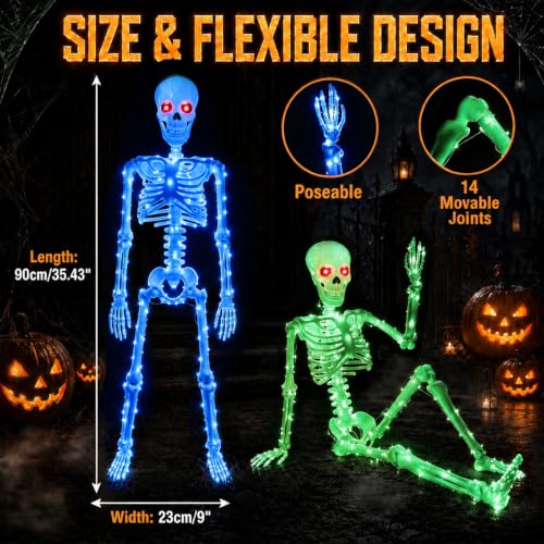 Halloween Decorations Outdoor Skeletons Set (Blue + Green)