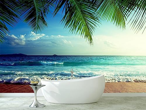 Beach Ocean Large Peel and Stick Wallpaper Mural for Bathroom
