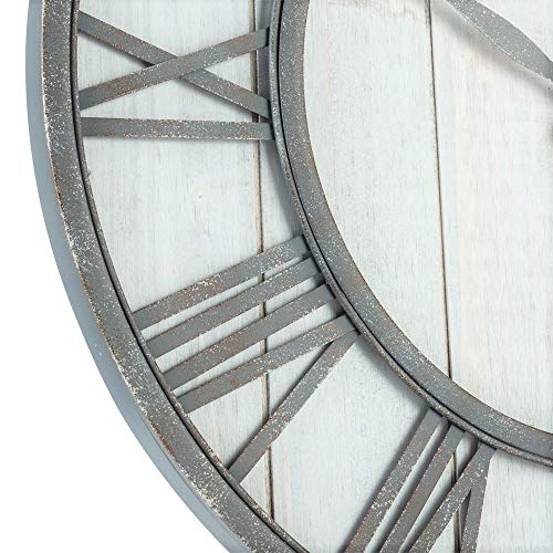 Oldtown Farmhouse Metal & Solid Wood Noiseless Wall Clock