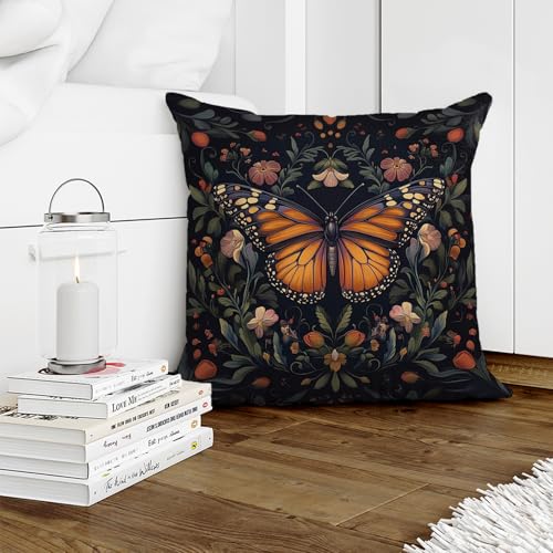 William Morris Abstract Vintage Floral Velvet Butterfly Design Throw Pillow Covers Home Decor