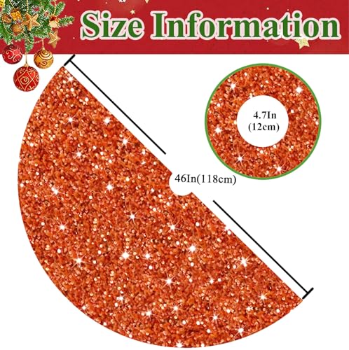 46 Inch Christmas Tree Skirt Sequins Burnt Orange Xmas Tree Skirt Soft Velvet Christmas Tree Skirts Christmas Tree Ornaments for Halloween Round Fabric Tree Cover Skirt Sequin Metal Tree Base