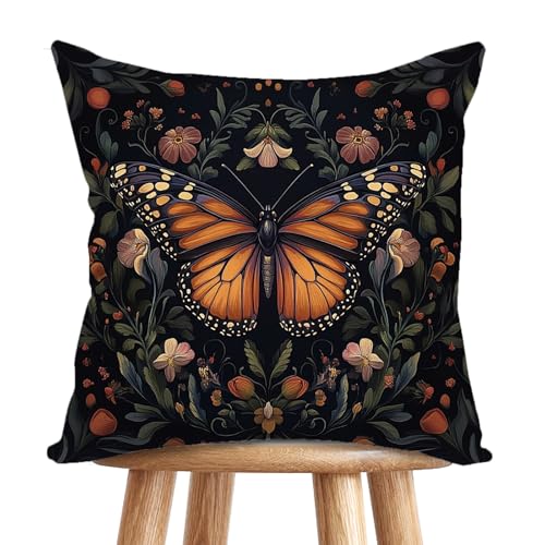 William Morris Abstract Vintage Floral Velvet Butterfly Design Throw Pillow Covers Home Decor