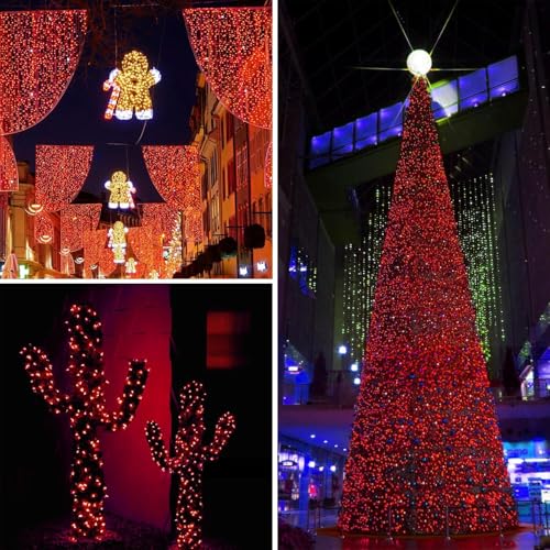 2pack 500LED Solar String Lights Outdoor Waterproof Red & White (1800.98 Foot)