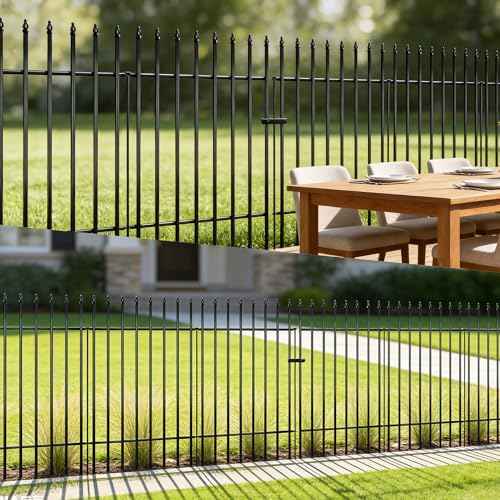42" H x 12.5 Ft Metal Garden Fence with Gate (36 Sq Ft)