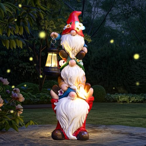 17 in Large Garden Gnome Statue with Solar Lights