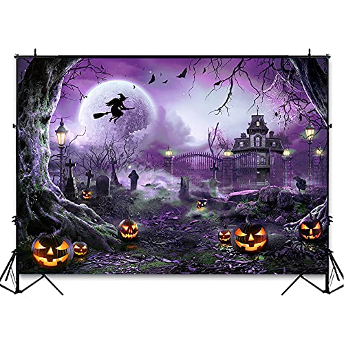 8x6ft Purple Halloween Backdrop Spooky Photography Background