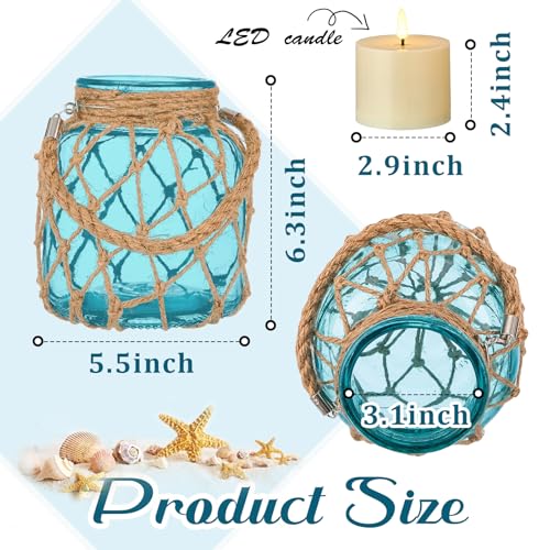 2 Set Nautical Lanterns Rope Handle (2 Count)