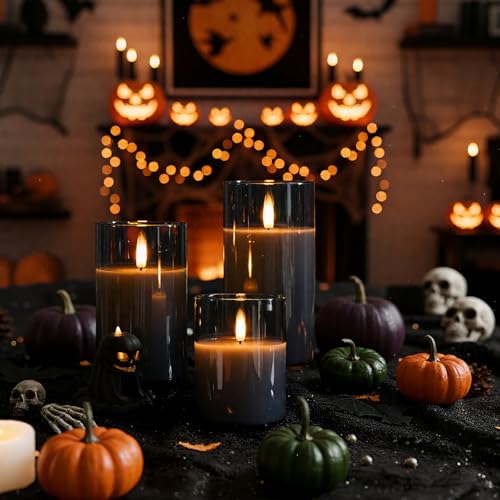 Grey Glass Flameless Candles (3 Count)