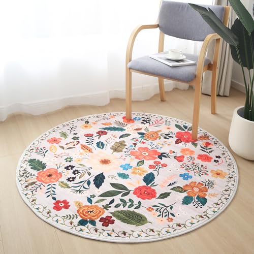 Round Area Rug 4ft Washable