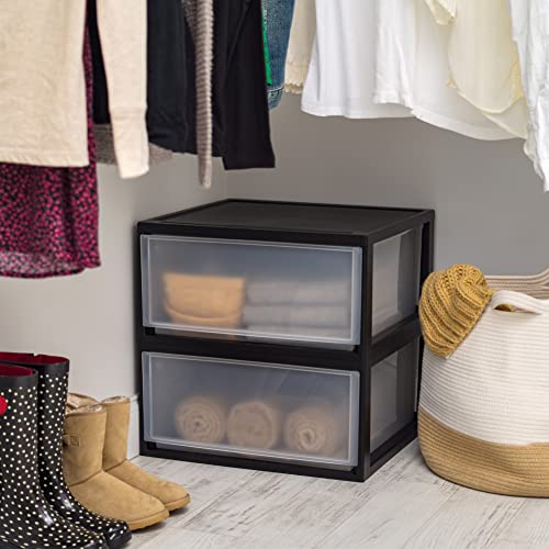 2-Pack, 47 Qt. Extra Large Stacking Drawer Organizer, Black (2 Count)