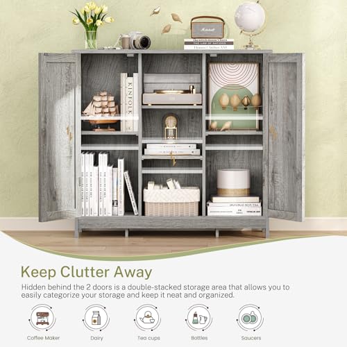 Storage Cabinet with 2 Doors and 4 Adjustable Shelves