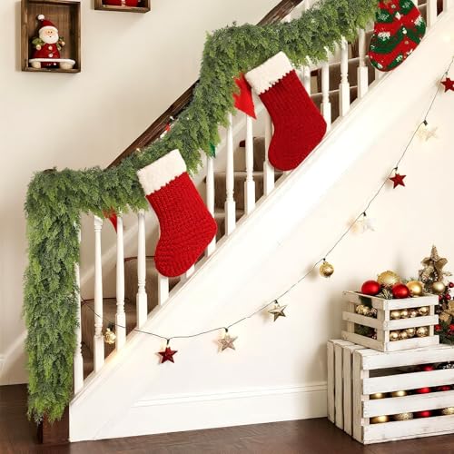 Lifelike Touch Artificial Christmas Cedar Garland for Mantle (2 Count)