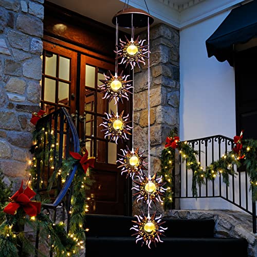Sun Solar Wind Chimes for Outside Hanging Garden Lights Solar Christmas Decorations Outdoor for Women